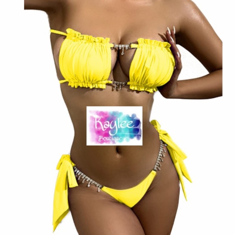 Kaylee Boutique Chain Bandeau Bikini Yellow